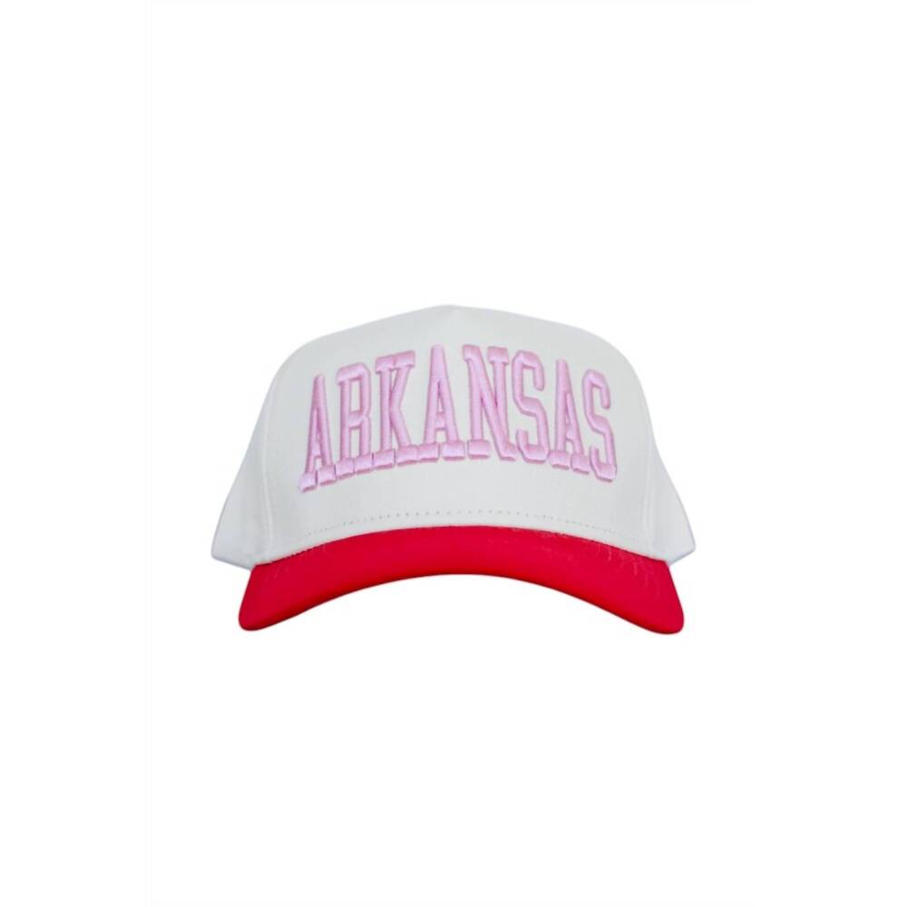 NEW KENZKUSTOMZ women's arkansas embroidered hat in pink and red